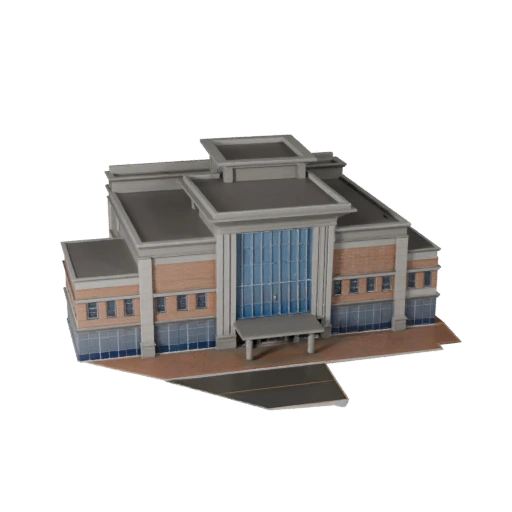 Low Poly Einkaufszentrum 3D Modell für Echtzeit-Spiel-Asset