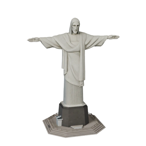Modelo 3D Estilizado de Cristo Redentor - Asset para Jogos