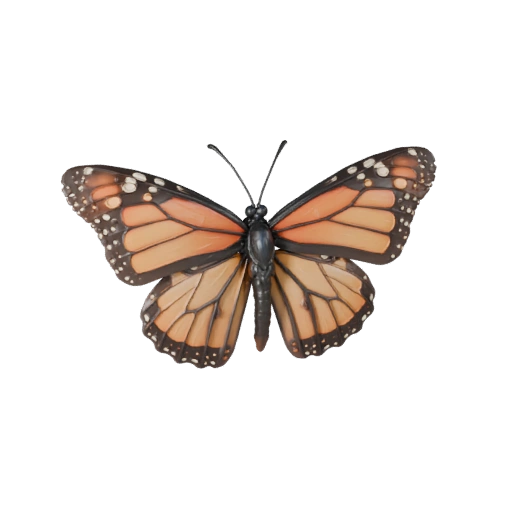 Modelo 3D Borboleta Monarca para Blender - Asset PBR com Texturas