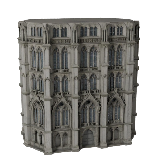 Hohe Poly Gotische Fassade 3D-Modell für Archviz für Architektur