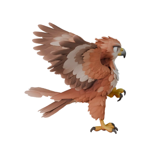 Cartoon Red Tailed Hawk 3D Model - Stylized Asset for Animation