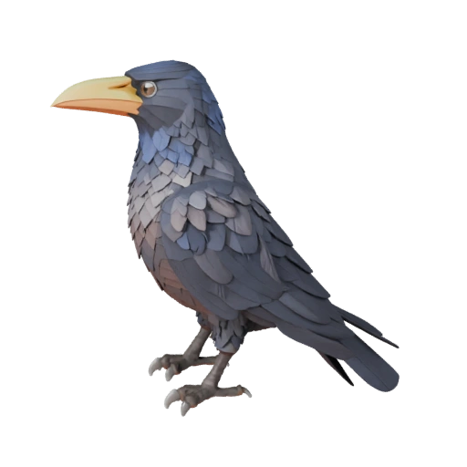 Low Poly Rabe 3D Modell - Unity Game Asset mit FBX | Lizenzfrei