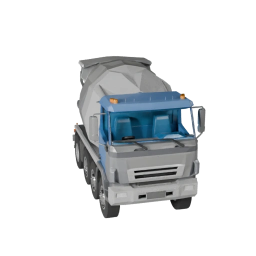 Modelo 3D de Camión Hormigonera Poligonal Bajo para Unity y Unreal