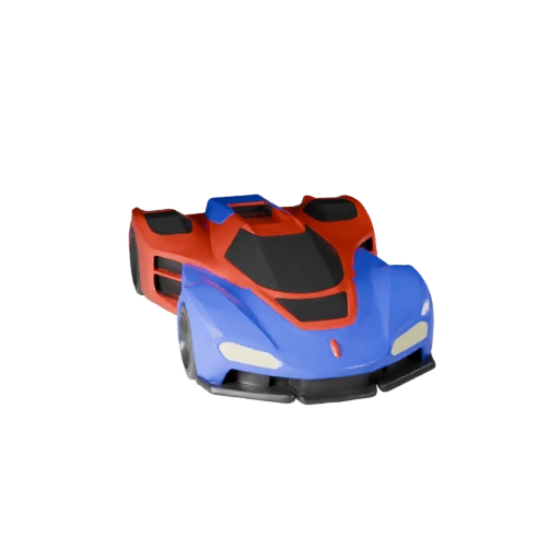 Modello 3D Auto Volante Cartone Animato per Giochi Stilizzati Asset PBR