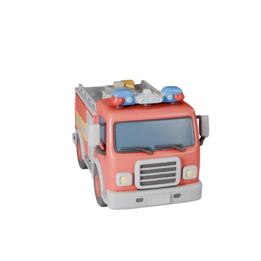 Modèle 3D de Camion de Pompier Dessin Animé pour Jeux Stylisés Actif PBR (Legacy)