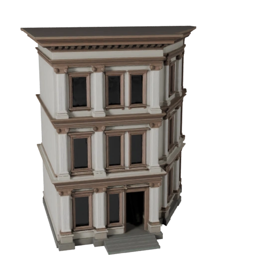 Modèle 3D de Façade Classique Stylisée - Asset de Jeu pour l'Architecture
