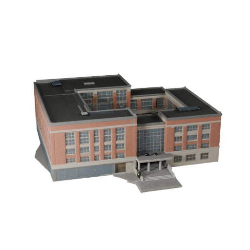 Stylized School Building 3D Model - Game Asset for Architecture