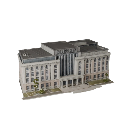 Museum Building 3D Model for Unity - Game Asset for Architecture
