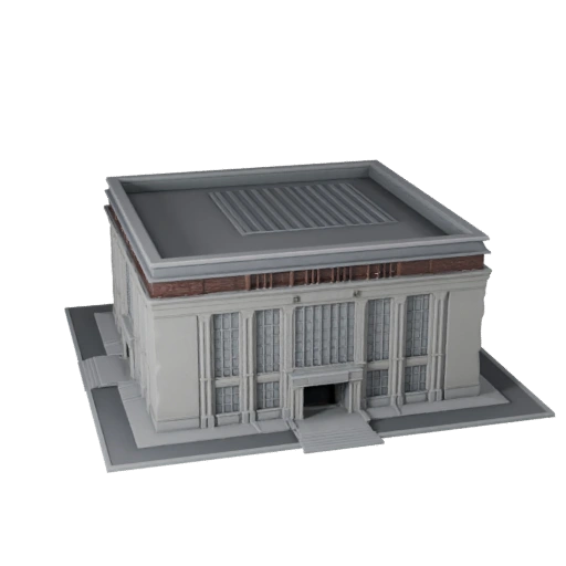 Low Poly Museum Building 3D Model for Realtime Game Asset