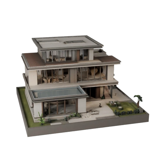 Luxury Villa 3D Model for Blender - Render Asset for Architecture