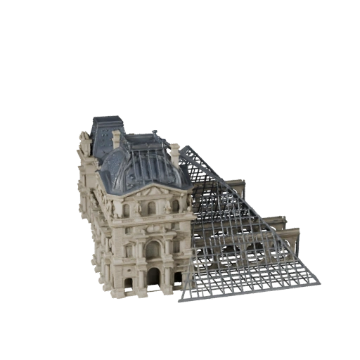 Modèle 3D Pyramide du Louvre Low Poly pour Actif de Jeu Temps Réel