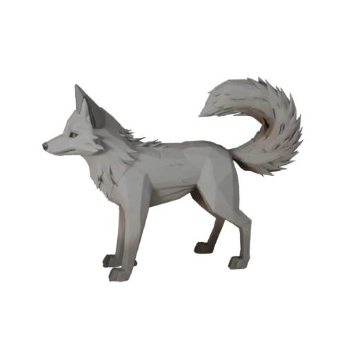 Low Poly Gray Fox 3D Model - Unity Game Asset with FBX | PBR