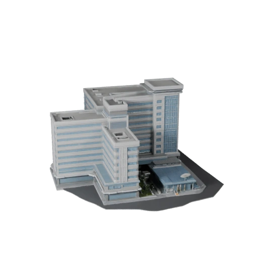 Edificio Hospital de Alto Poligonaje 3D para Archviz de Arquitectura