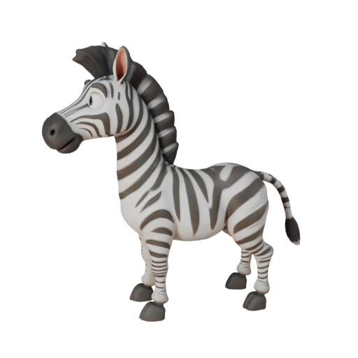 Modelo 3D de Zebra de Desenho Animado - Asset Estilizado para Animação | Livre de Royalties