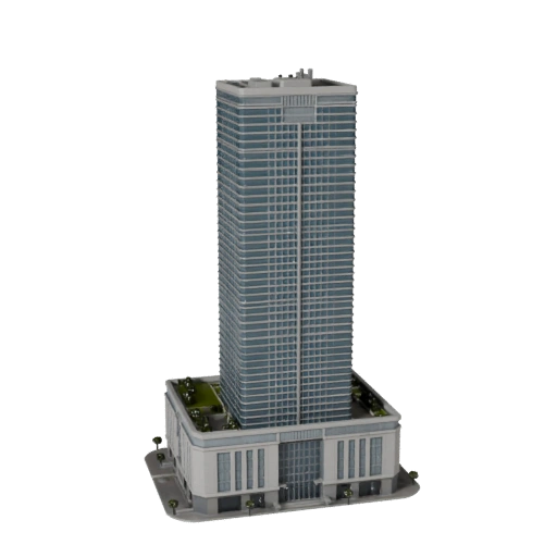 Torre de Distrito Financiero Modelo 3D - Activo Realista de Visualización Arquitectónica