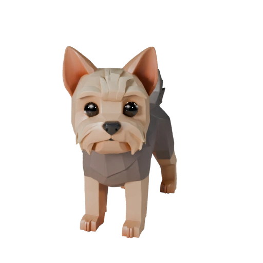 Modelo 3D de Cão Yorkshire Terrier de Alta Poligonagem - Asset STL para Impressão
