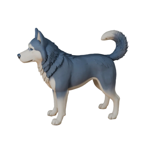 Hohe Poly Siberian Husky Hund 3D Modell - STL Asset für den Druck