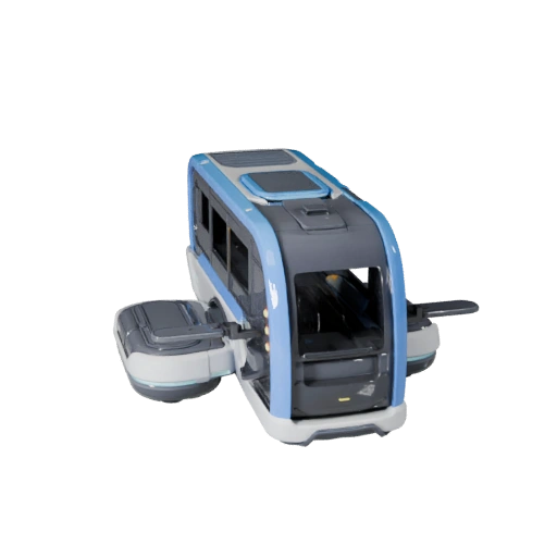 Hover Bus 3D Model - Game Ready PBR Transport Asset