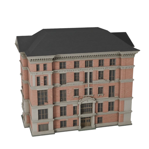 High Poly Colonial House 3D Model for Archviz for Architecture
