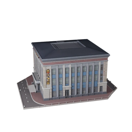 Estación de Policía Estilizada Modelo 3D - Activo de Juego para Arquitectura