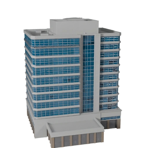 Low Poly Business Center 3D Modell für Echtzeit-Spiel-Asset