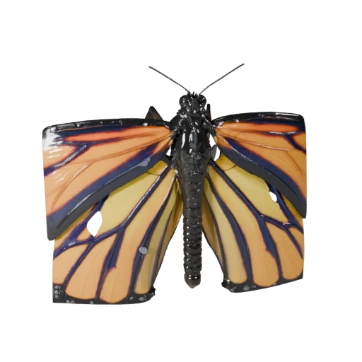 Modelo 3D Realista de Borboleta Monarca - Asset Rigged PBR para Jogos