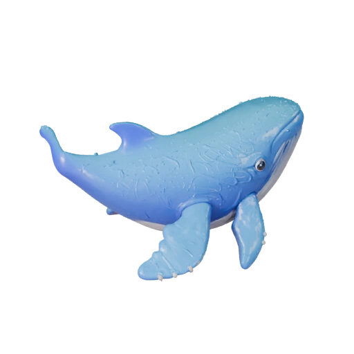 Modelo 3D de Baleia Azul Desenho Animado - Asset Estilizado para Animação