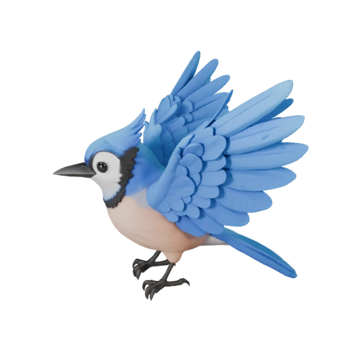 Modèle 3D Geai Bleu Dessin Animé - Asset Stylisé pour Animation | PBR