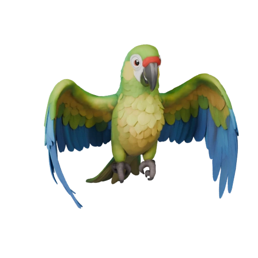 Modèle 3D d'Ara Dessin Animé - Asset Stylisé pour Animation