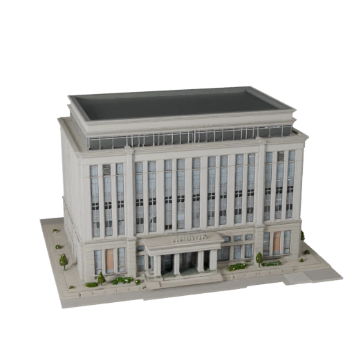Bâtiment de théâtre low poly 3D pour actif de jeu en temps réel