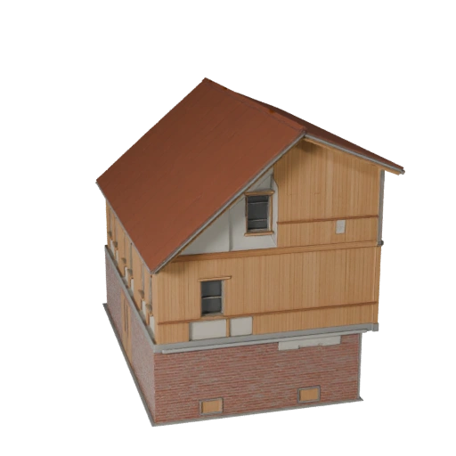 Casa Pré-fabricada Estilizada Modelo 3D - Asset de Jogo para Arquitetura