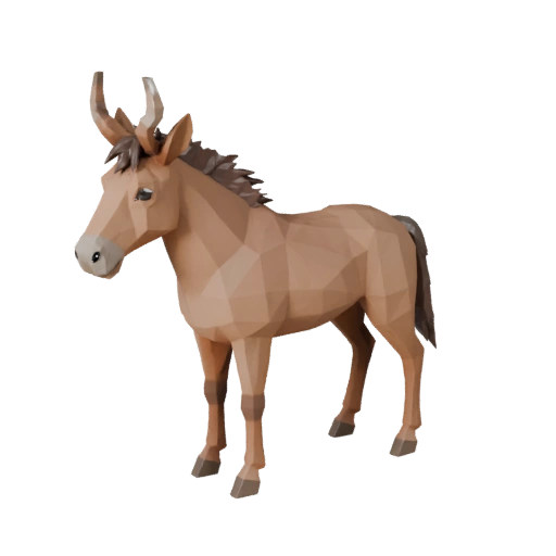 Low Poly Mule 3D Model - Unity Game Asset with FBX | Royalty-Free