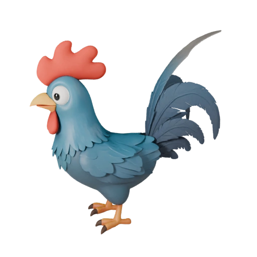 Cartoon Rooster 3D Model - Stylized Asset for Animation | PBR