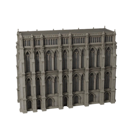 Low Poly Gotische Fassade 3D-Modell für Echtzeit-Spiel-Asset