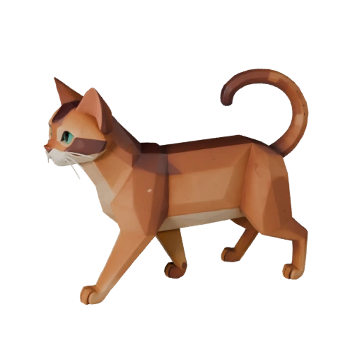 Modelo 3D Gato Abisinio Poligonal Bajo - Asset de Juego para Unity con FBX