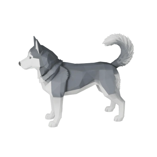 Low Poly Siberian Husky Hund 3D Modell - Unity Game Asset mit FBX
