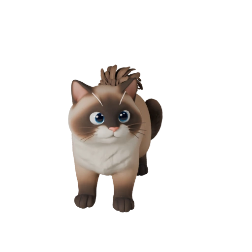 Cartoon Birmanische Katze 3D-Modell - Stilisierter Asset für Animation