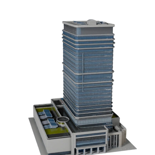 Torre Financiera de Alto Poligonaje 3D para Visualización Arquitectónica