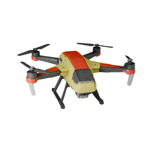 Modelo 3D de Drone Quadricóptero Desenho Animado para Jogos Estilizados