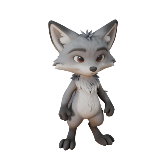 Cartoon Gray Fox 3D Model - Stylized Asset for Animation | PBR