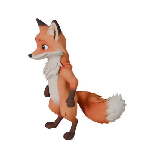 Cartoon Red Fox 3D Model - Stylized Asset for Animation | PBR