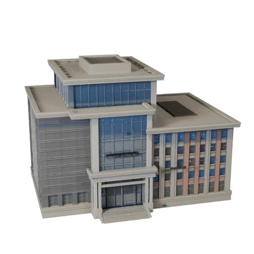 Low Poly Library Building 3D Model for Realtime Game Asset