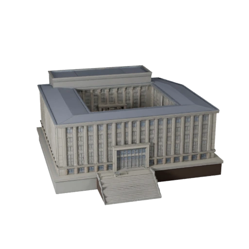 Printable Library Building STL 3D Model - Scale Asset