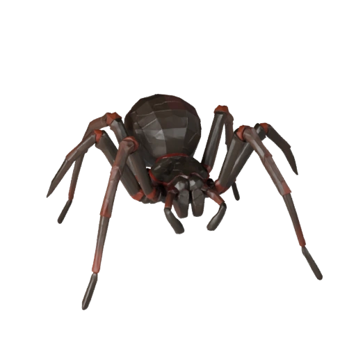 Low Poly Schwarze Witwe Spinne 3D Modell - Unity Game Asset mit FBX