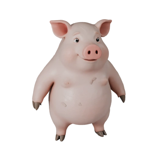 Modelo 3D de Cerdo Caricatura - Activo Estilizado para Animación | Libre de Regalías