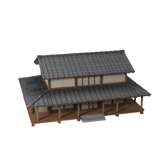 Modelo 3D de Casa Japonesa Low Poly para Ativo de Jogo em Tempo Real