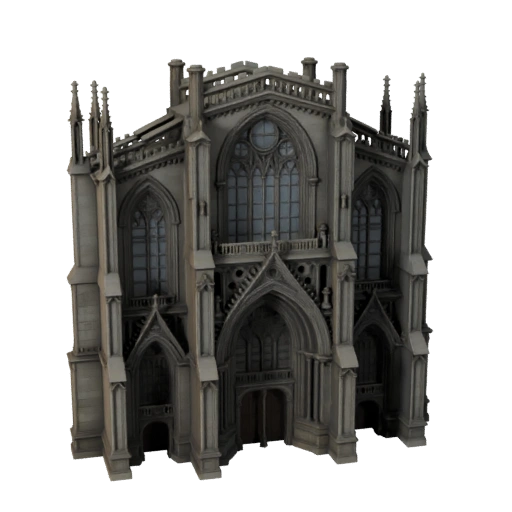 Stilisierte Gotische Fassade 3D Modell - Game Asset für Architektur