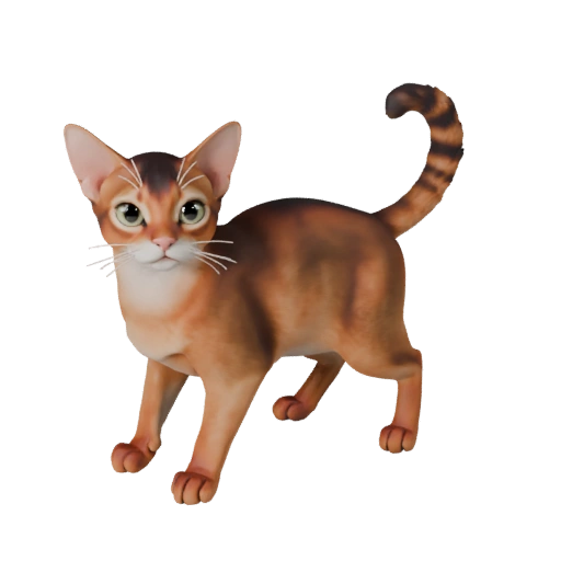 Modelo 3D de Gato Abisinio Caricatura - Asset Estilizado para Animación