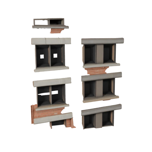 Low Poly Brick Facade 3D Model for Realtime Games and VR