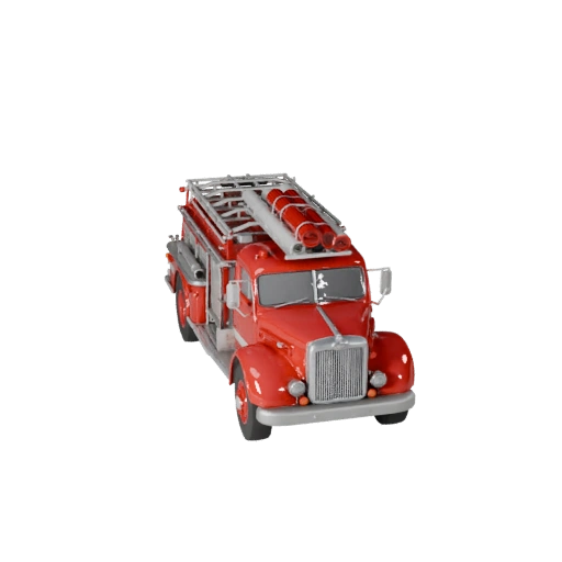 High Poly Vintage Fire Truck 3D Model for Studio Renders
